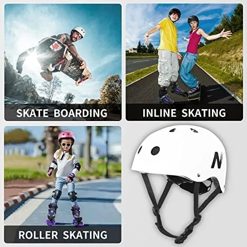 Skateboard Cycling Helmet for Kids, Lightweight Adjustable Liners Ventilation Multi-Sport Skates Helmets for Bicycle Ice Skate Scooter Snow Board Beginner Youth & Adults Ages 3-18