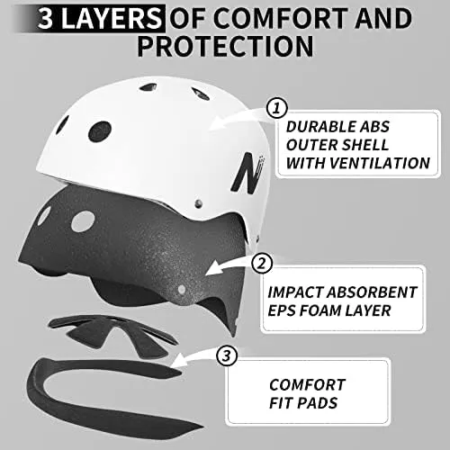 Skateboard Cycling Helmet for Kids, Lightweight Adjustable Liners Ventilation Multi-Sport Skates Helmets for Bicycle Ice Skate Scooter Snow Board Beginner Youth & Adults Ages 3-18