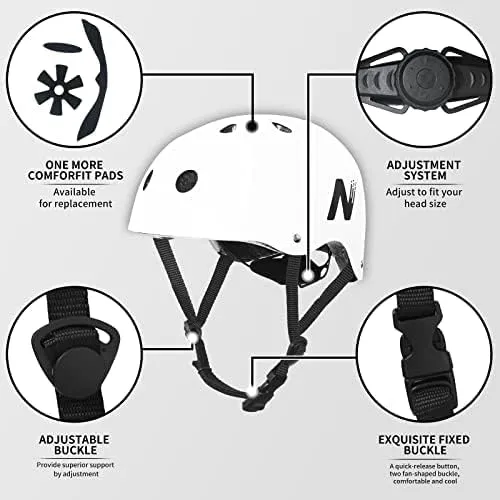Skateboard Cycling Helmet for Kids, Lightweight Adjustable Liners Ventilation Multi-Sport Skates Helmets for Bicycle Ice Skate Scooter Snow Board Beginner Youth & Adults Ages 3-18