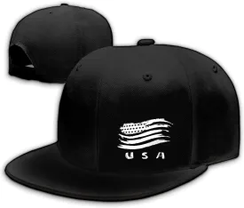 Snapback Hats for Men Flat Bill Black Adjustable Baseball Cap Trucker Hat for Dad American Flag Pirate Skull Caps Cool
