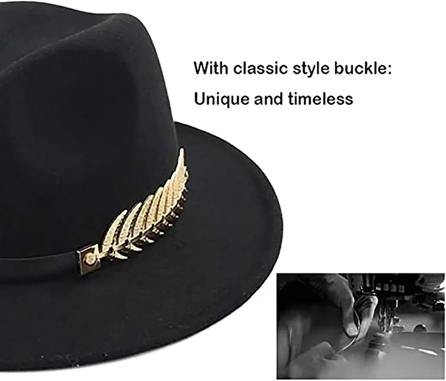 Solid Color Fedora Hat for Men Panama Party Hat Wide Brim Hat Unisex Belt Buckle Hat for Men Women