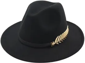 Solid Color Fedora Hat for Men Panama Party Hat Wide Brim Hat Unisex Belt Buckle Hat for Men Women