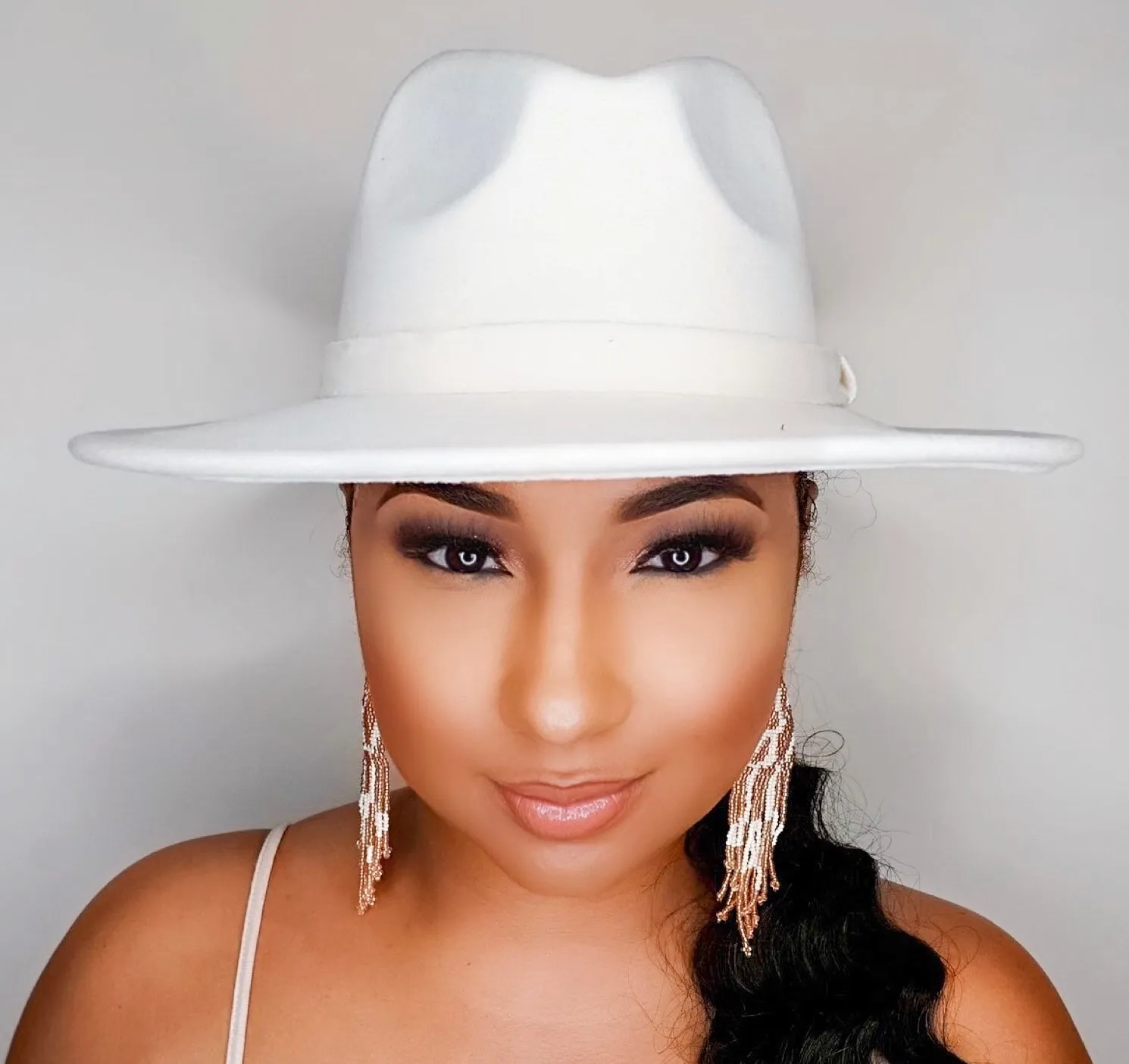 Still Trending | Wide Brim Panama Felt Fedora Hat with Band for Women Men - 2