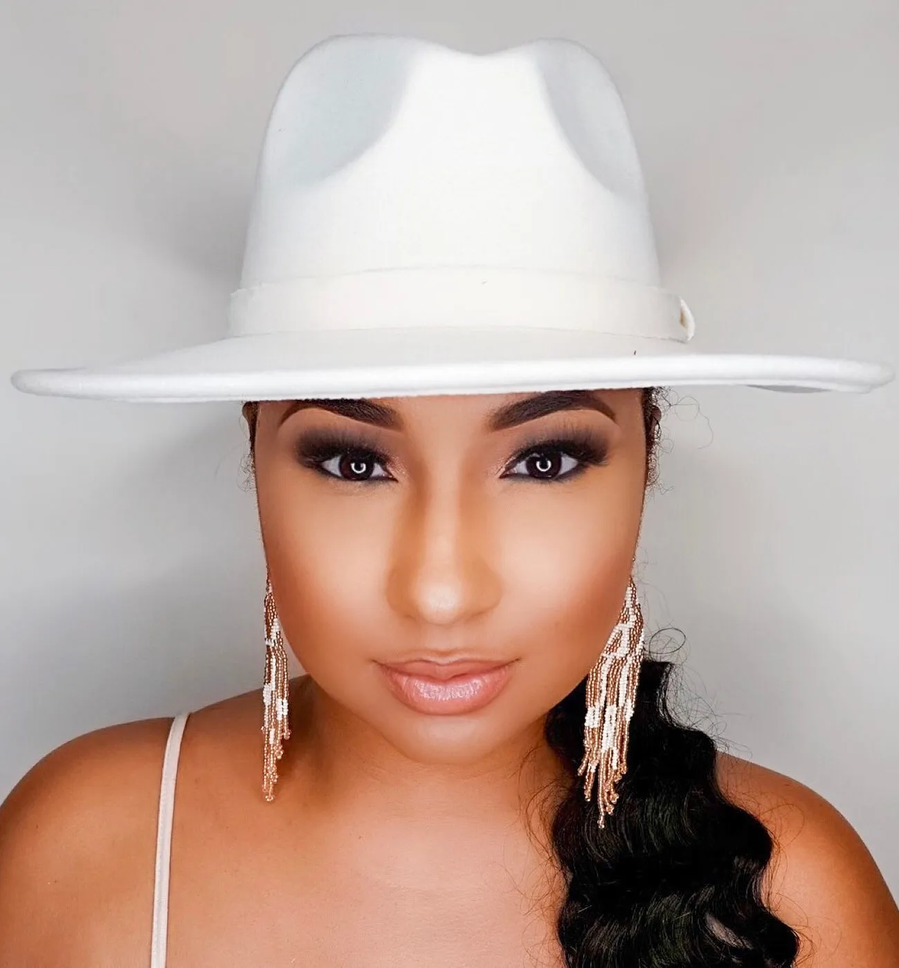 Still Trending | Wide Brim Panama Felt Fedora Hat with Band for Women Men - 2