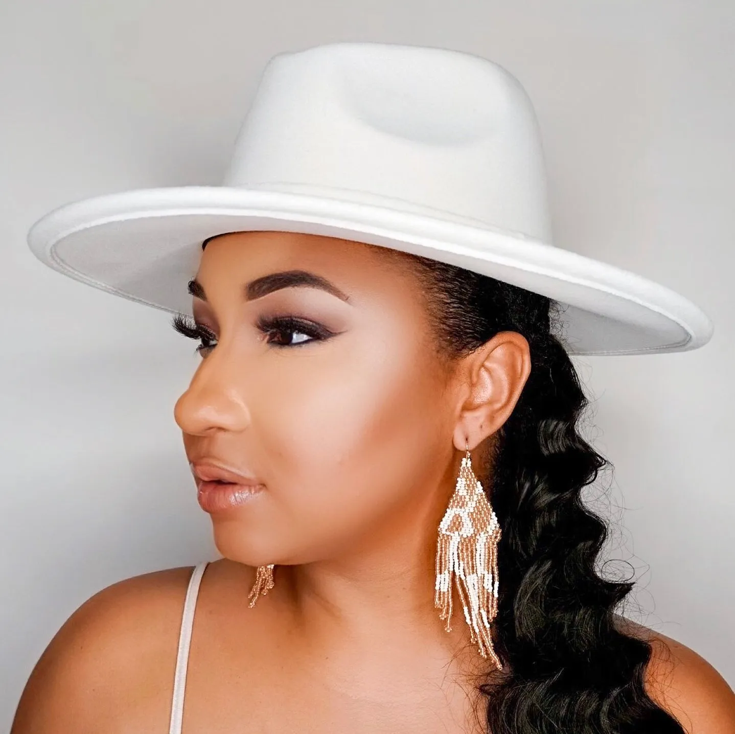 Still Trending | Wide Brim Panama Felt Fedora Hat with Band for Women Men - 2