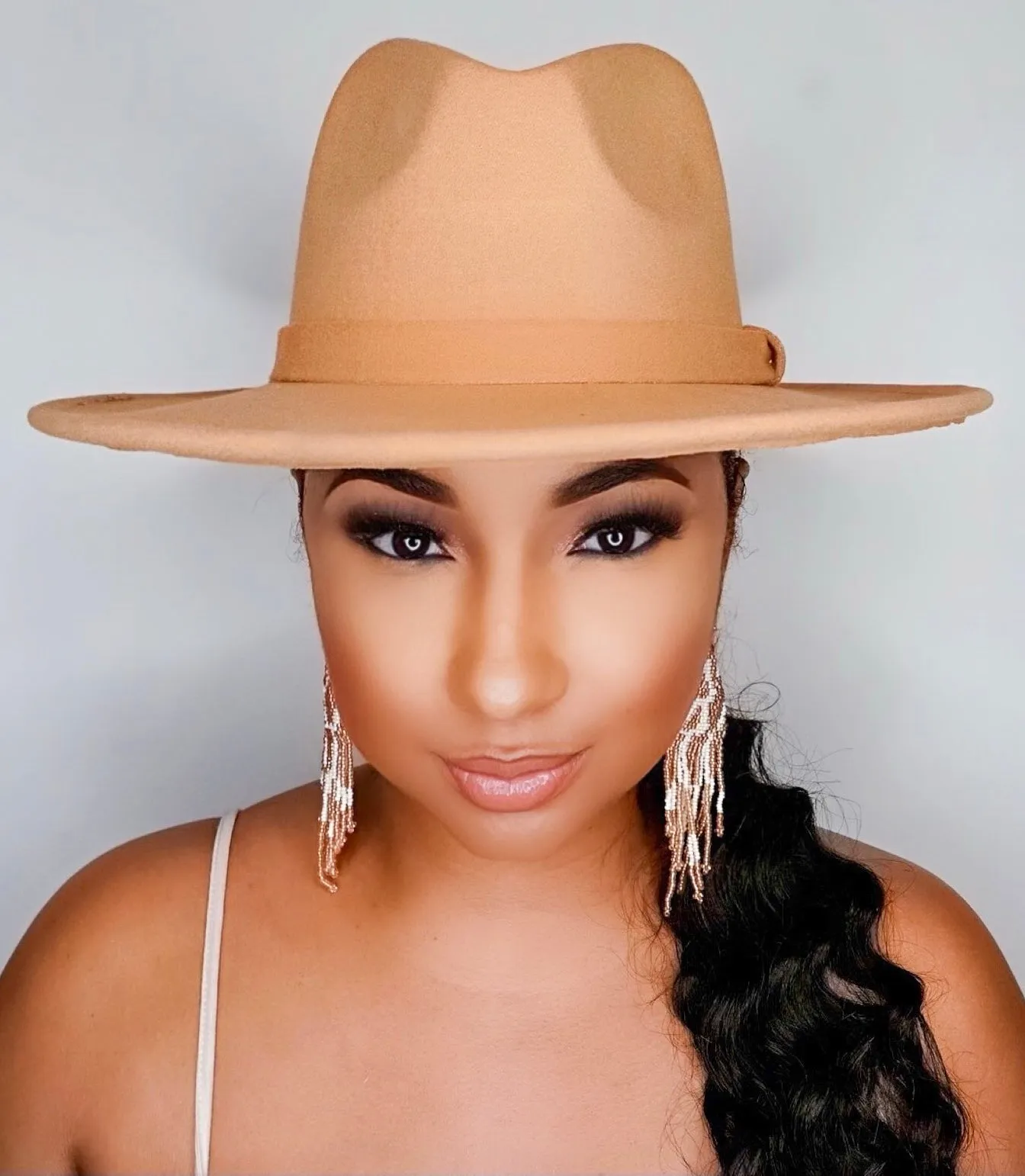 Still Trending | Wide Brim Panama Felt Fedora Hat with Band for Women Men - 2