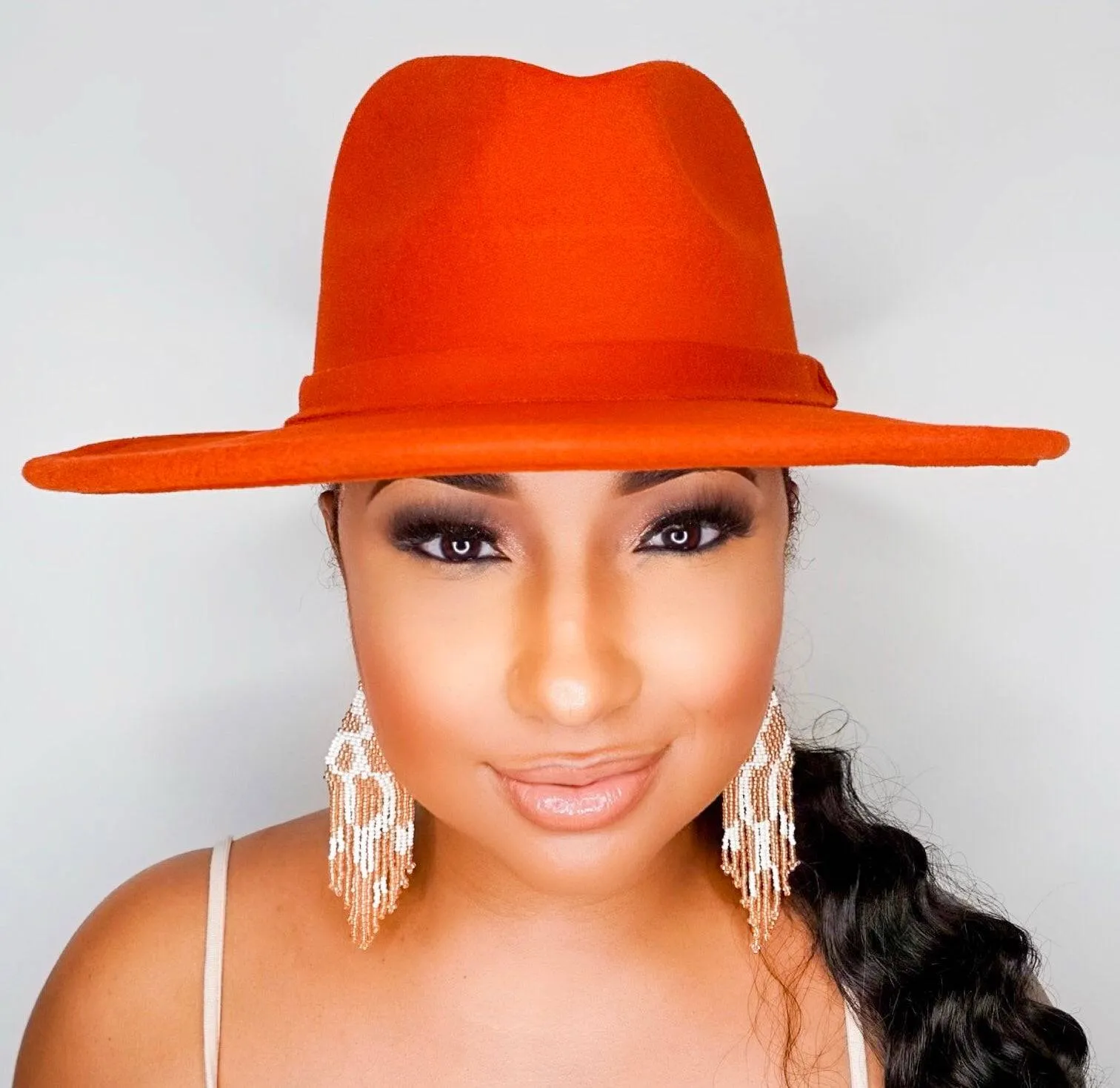 Still Trending | Wide Brim Panama Felt Fedora Hat with Band - Mustard
