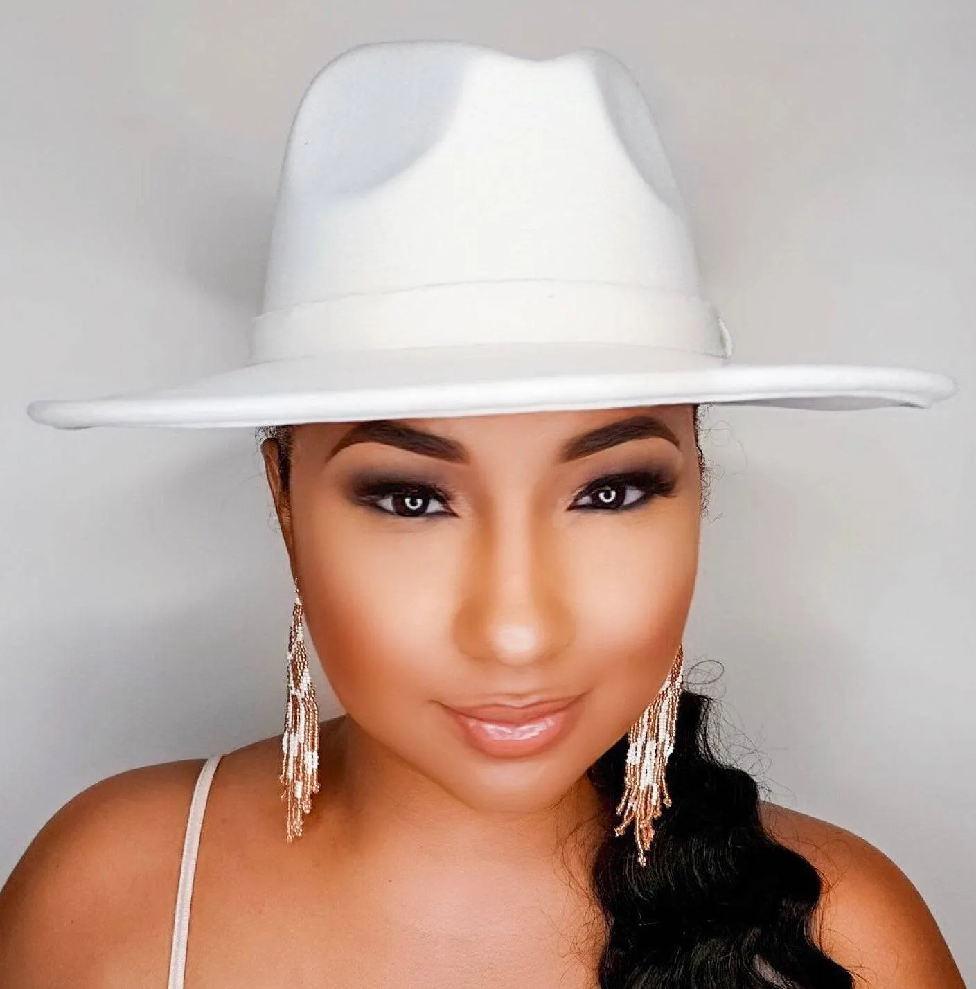 Still Trending | Wide Brim Panama Felt Fedora Hat with Band - Mustard
