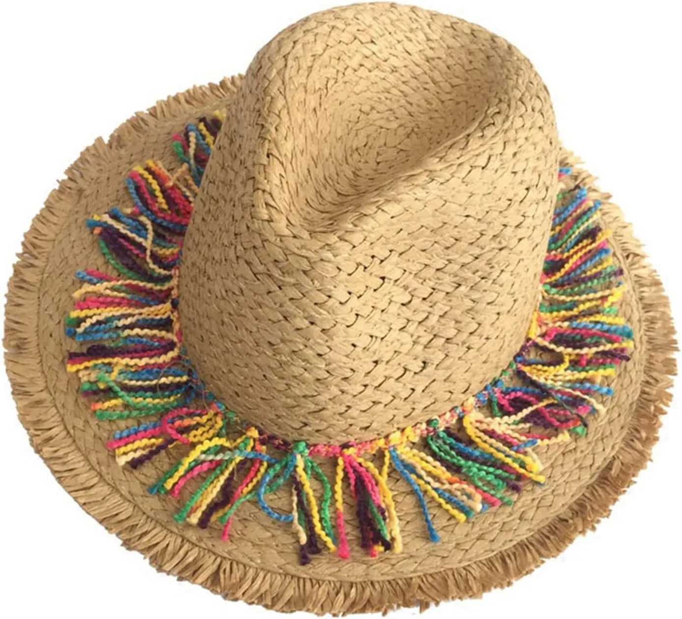 Straw Hat Mexicans Starw Hat Sombrero Hat Beach Hat with Colorful Straw Fedoras Hat Straw Jazzs Hat