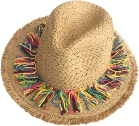 Straw Hat Mexicans Starw Hat Sombrero Hat Beach Hat with Colorful Straw Fedoras Hat Straw Jazzs Hat
