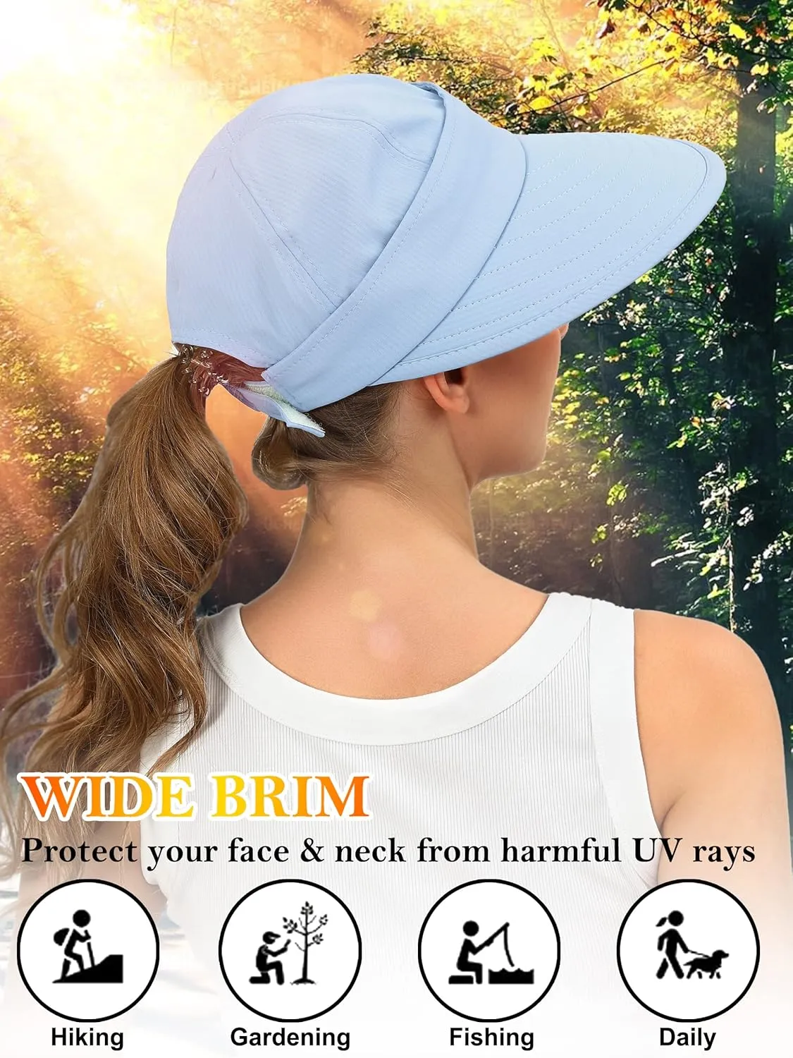 Sun Hats for Womens Wide Brim Visor UV Protection Dual Purpose Hat for Beach Summer Packable Cap