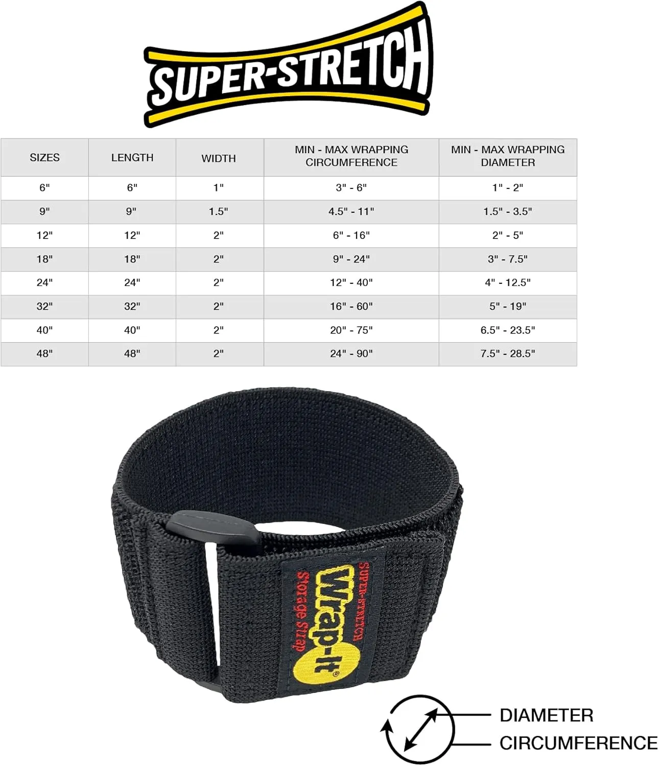 Super-Stretch Wrap-It Storage Straps - Assorted 12-Pack Orange - Elastic Hook and Loop Cinch Straps - Extension Cord Organizer, Hose and Cables Straps, Cord Wrap, Cord Keeper, Garage and RV Storage