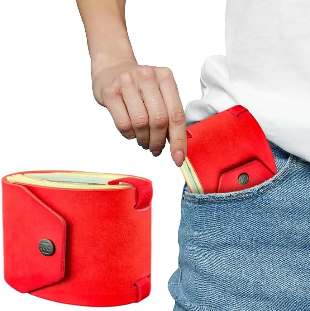 The Cash Wrap Wallet,Fast Cash Access Money Holder,Simple Wallets for Cashs Leather Money Holder Travel,Handy Purse Bands with Magnetic Clasp,Travel Card for Outdoor Travel Family (Blue)