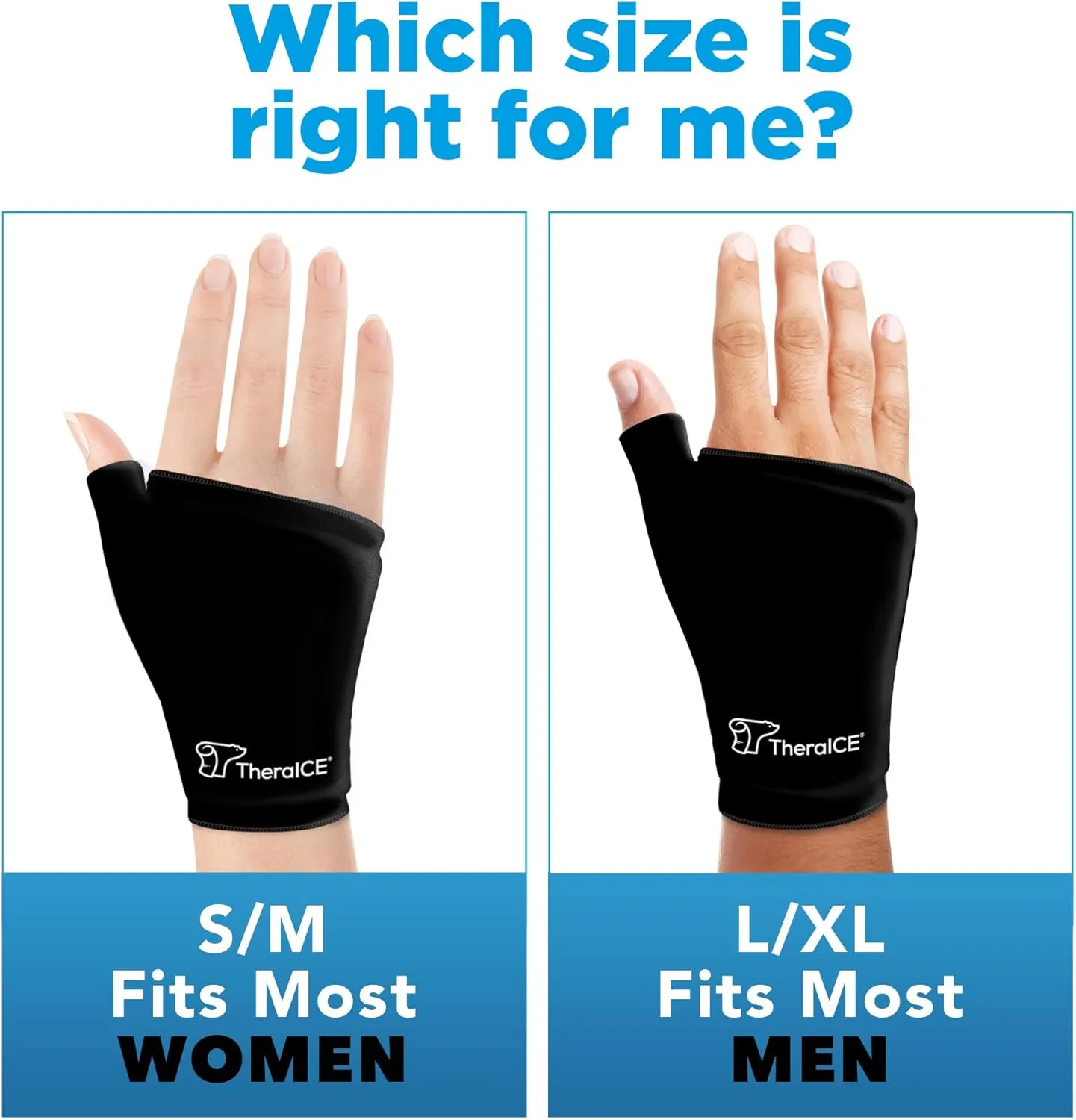 TheraICE Wrist Ice Pack - Soft Gel Ice Pack Wrap Thumb Brace for Either Wrist for Hot & Cold Hand Therapy - Fits Most Women - S/M