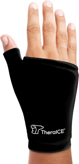 TheraICE Wrist Ice Pack - Soft Gel Ice Pack Wrap Thumb Brace for Either Wrist for Hot & Cold Hand Therapy - Fits Most Women - S/M