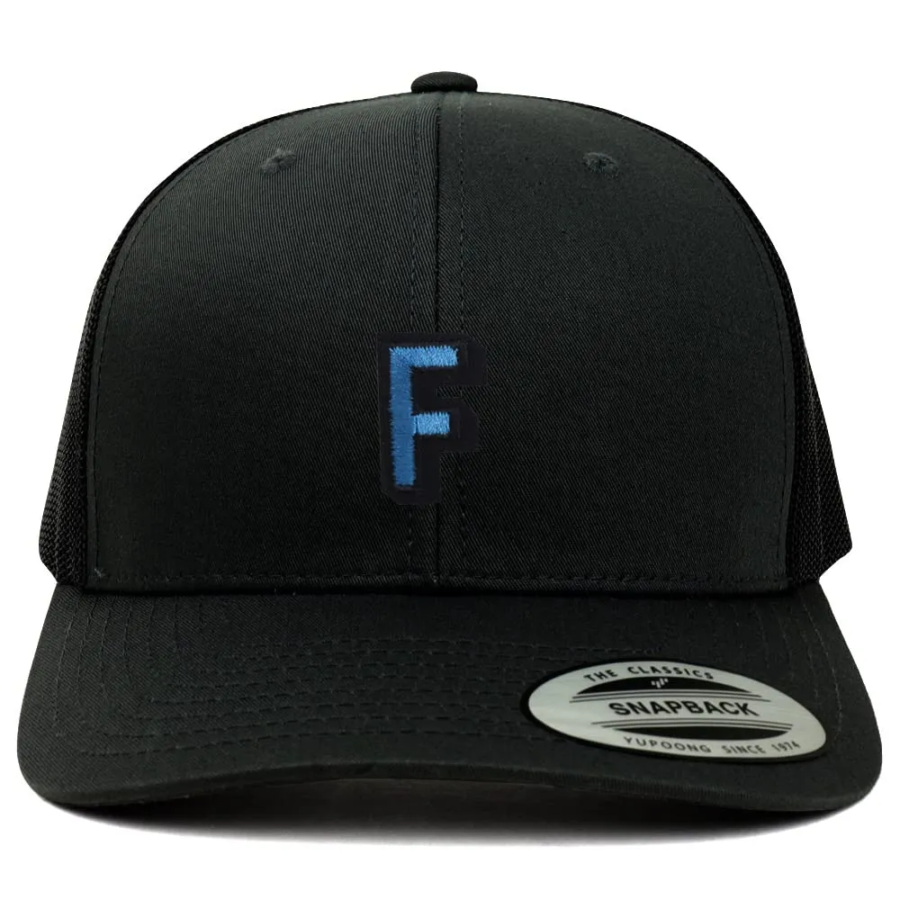 Trendy Apparel Shop Alphabet F Patch 6 Panel Trucker Mesh Cap