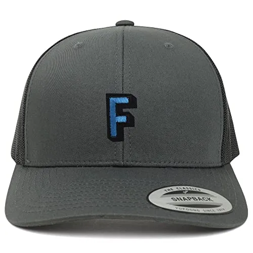 Trendy Apparel Shop Alphabet F Patch 6 Panel Trucker Mesh Cap