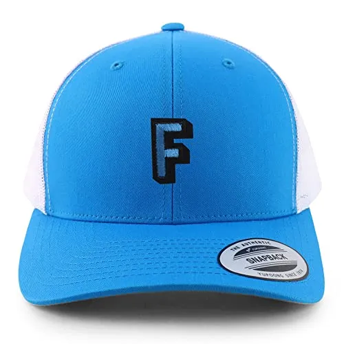 Trendy Apparel Shop Alphabet F Patch 6 Panel Trucker Mesh Cap