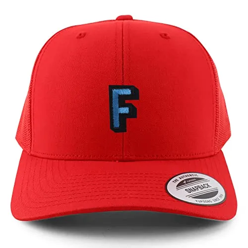 Trendy Apparel Shop Alphabet F Patch 6 Panel Trucker Mesh Cap