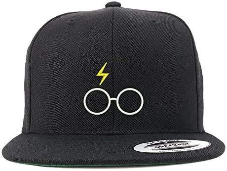 Trendy Apparel Shop Harry Glasses Embroidered Flat Bill Snapback Cap