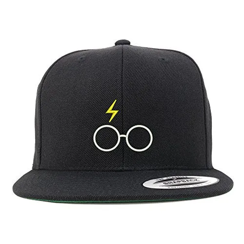 Trendy Apparel Shop Harry Glasses Embroidered Flat Bill Snapback Cap