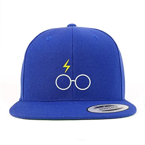 Trendy Apparel Shop Harry Glasses Embroidered Flat Bill Snapback Cap