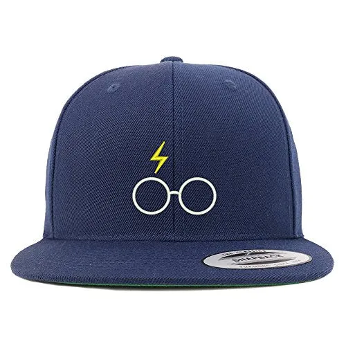 Trendy Apparel Shop Harry Glasses Embroidered Flat Bill Snapback Cap