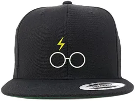 Trendy Apparel Shop Harry Glasses Embroidered Flat Bill Snapback Cap