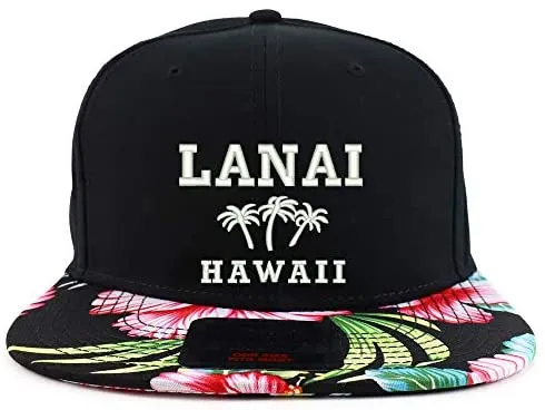 Trendy Apparel Shop Lanai Hawaii Embroidered Floral Flatbill Snapback Cap