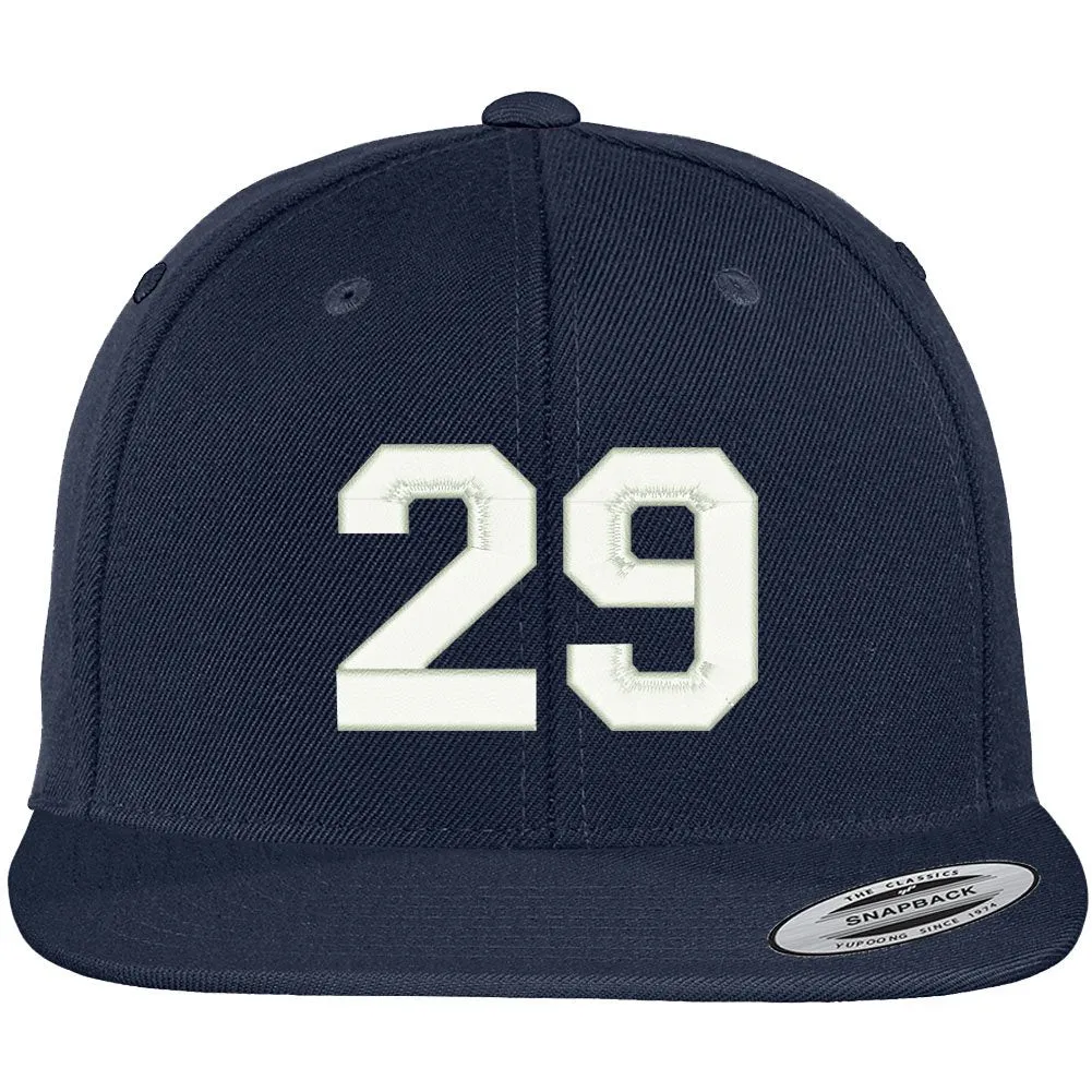 Trendy Apparel Shop Number 29 Collegiate Varsity Font Embroidered Flat Bill Snapback Cap