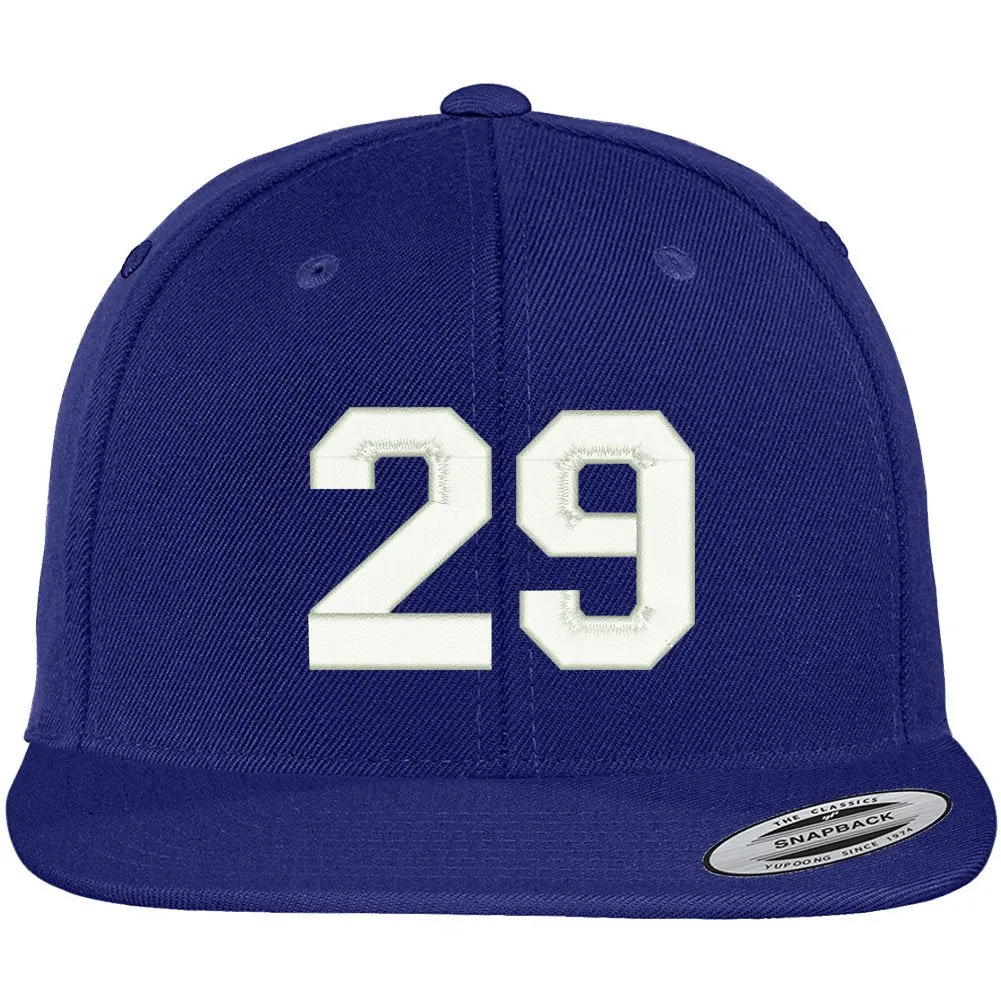 Trendy Apparel Shop Number 29 Collegiate Varsity Font Embroidered Flat Bill Snapback Cap