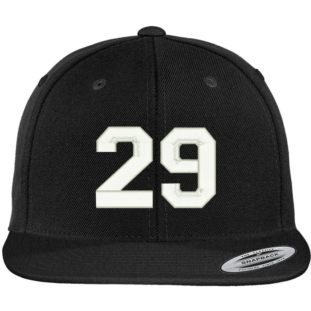 Trendy Apparel Shop Number 29 Collegiate Varsity Font Embroidered Flat Bill Snapback Cap