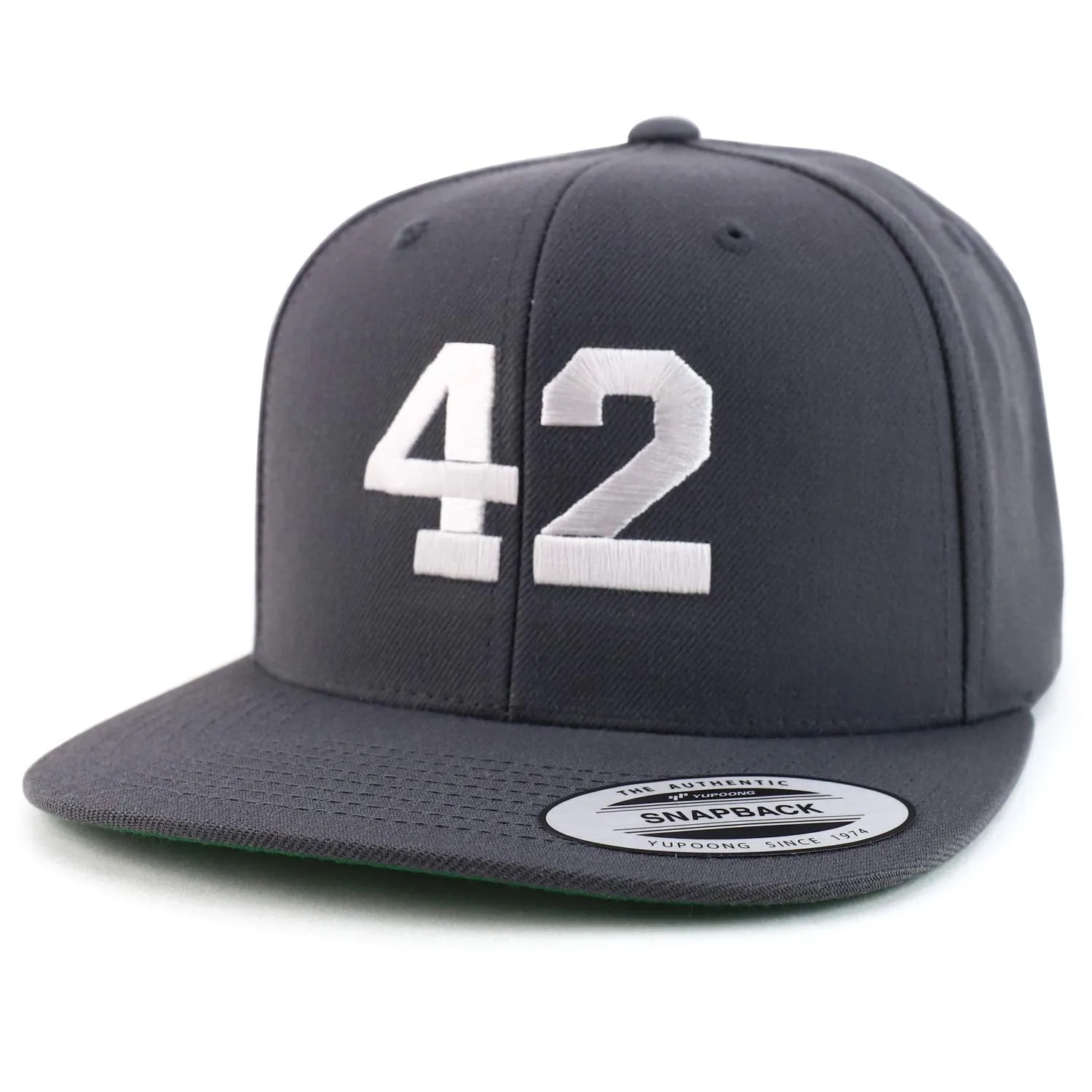 Trendy Apparel Shop Number 42 White Thread Embroidered Flat Bill Snapback Baseball Cap