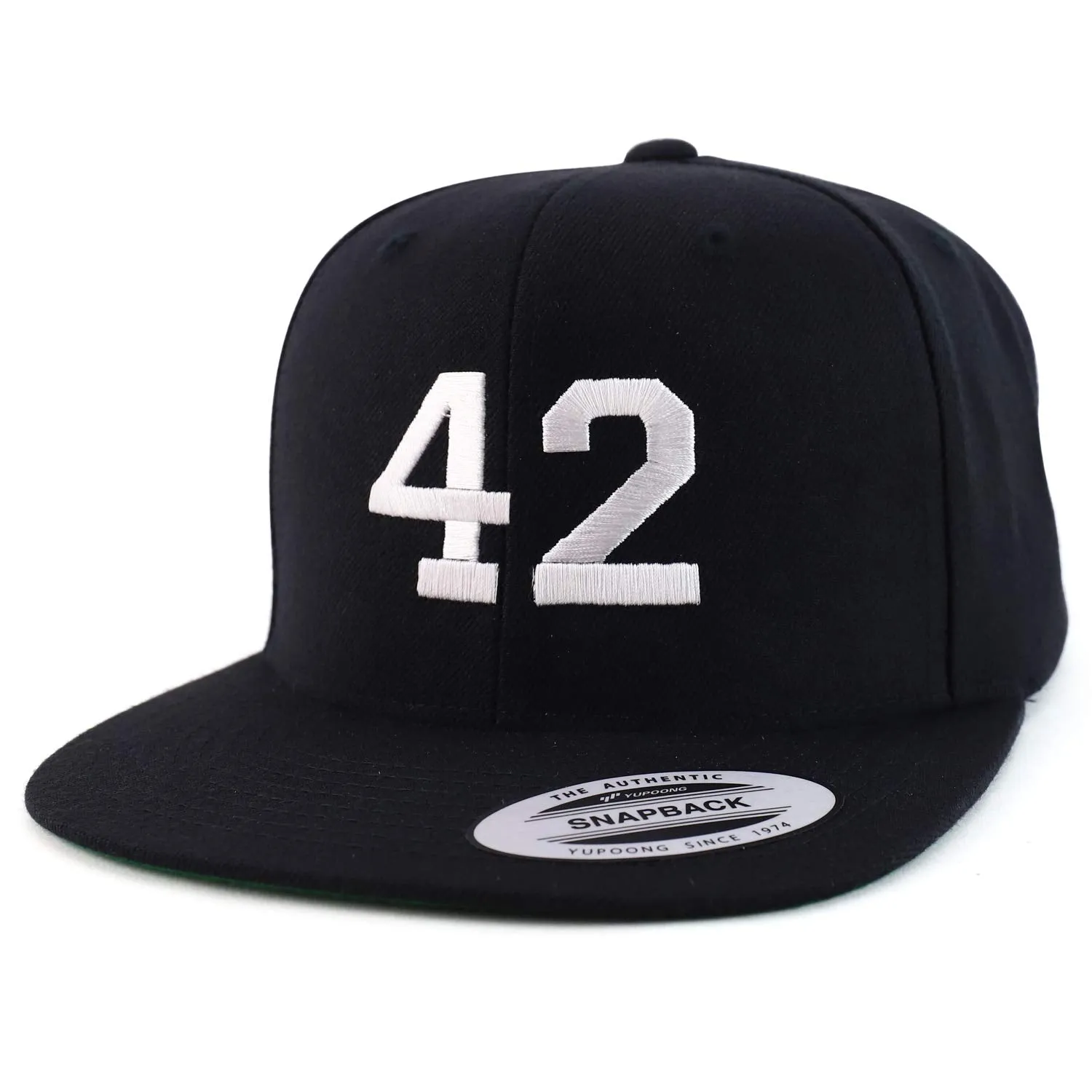 Trendy Apparel Shop Number 42 White Thread Embroidered Flat Bill Snapback Baseball Cap