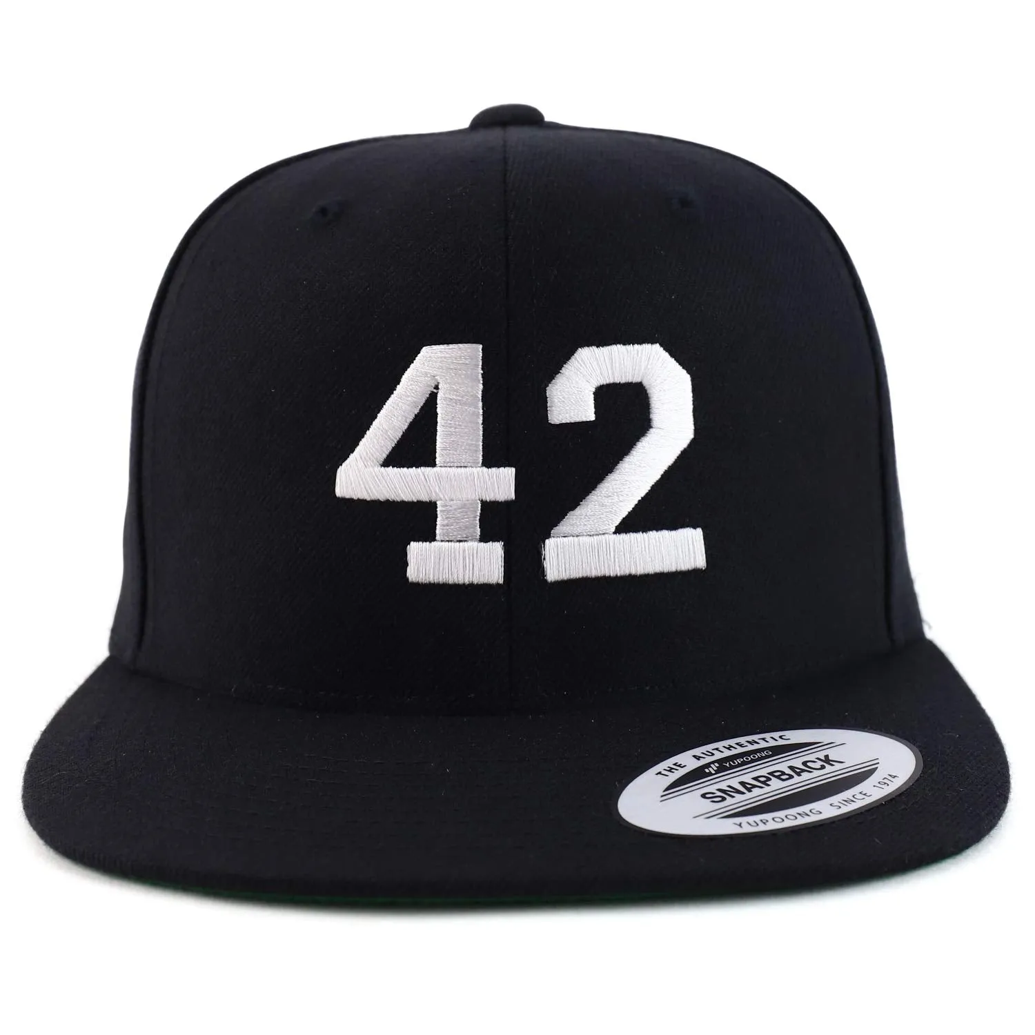 Trendy Apparel Shop Number 42 White Thread Embroidered Flat Bill Snapback Baseball Cap