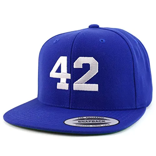 Trendy Apparel Shop Number 42 White Thread Embroidered Flat Bill Snapback Baseball Cap