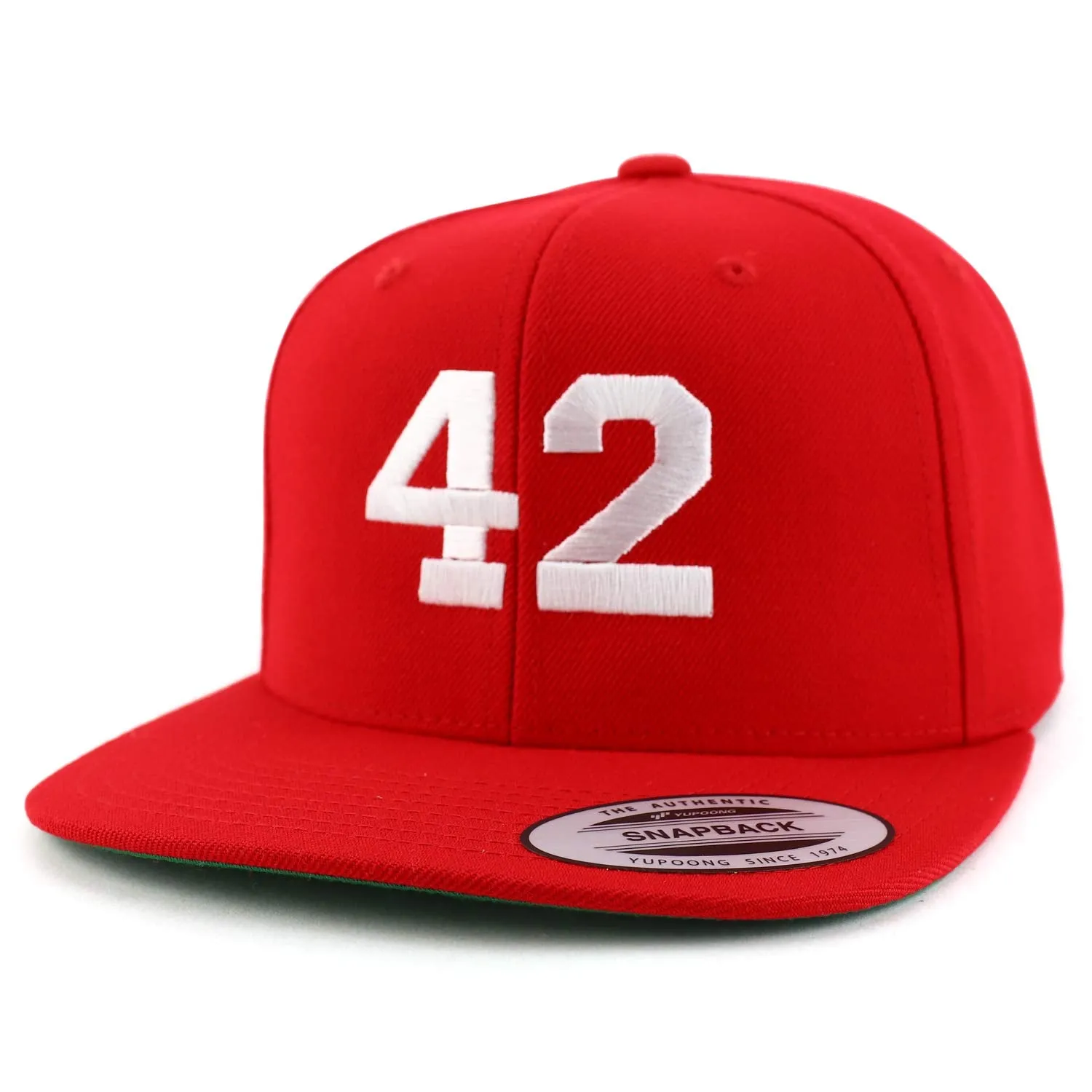 Trendy Apparel Shop Number 42 White Thread Embroidered Flat Bill Snapback Baseball Cap
