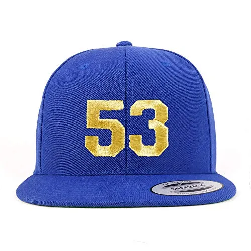 Trendy Apparel Shop Number 53 Gold Thread Flat Bill Snapback Baseball Cap