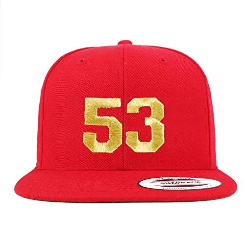 Trendy Apparel Shop Number 53 Gold Thread Flat Bill Snapback Baseball Cap