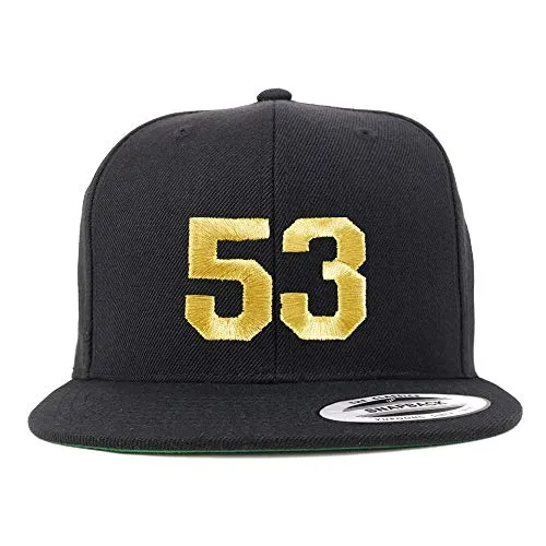 Trendy Apparel Shop Number 53 Gold Thread Flat Bill Snapback Baseball Cap