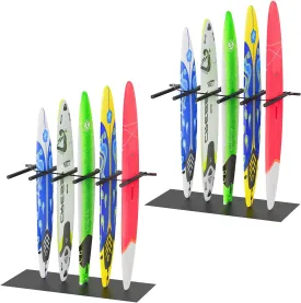 Vertical Surfboard Rack for Wall, Surfboard Wall Mount with Bungee Cord and Rubber Mat, 4/6 Arms Metal Garage Surfboard Stand Wall Decor for Surf Board, Paddle Board SUP, Wakeboard, Snowboard