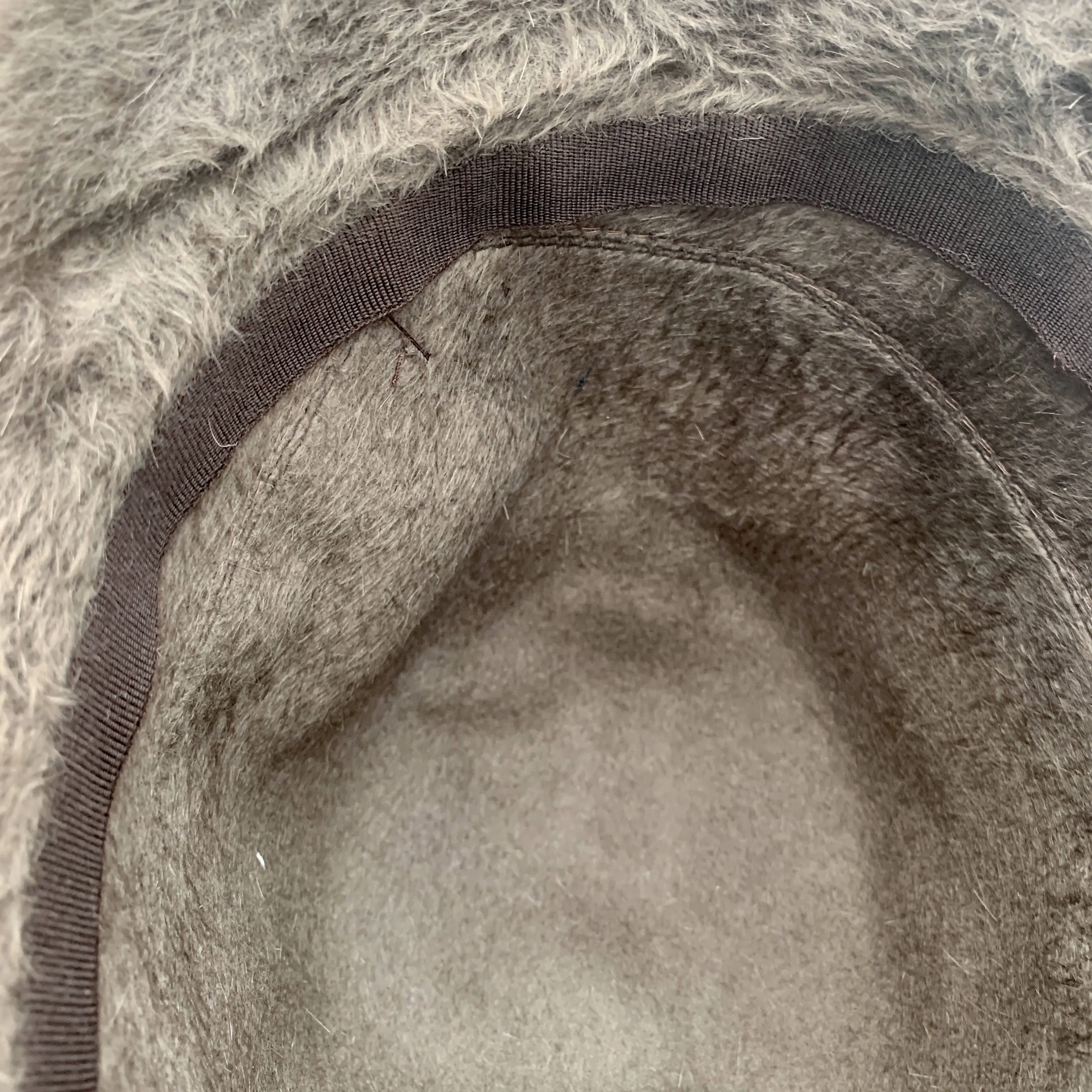 Vintage brown soft rabbit fur flower decorated cloche hat