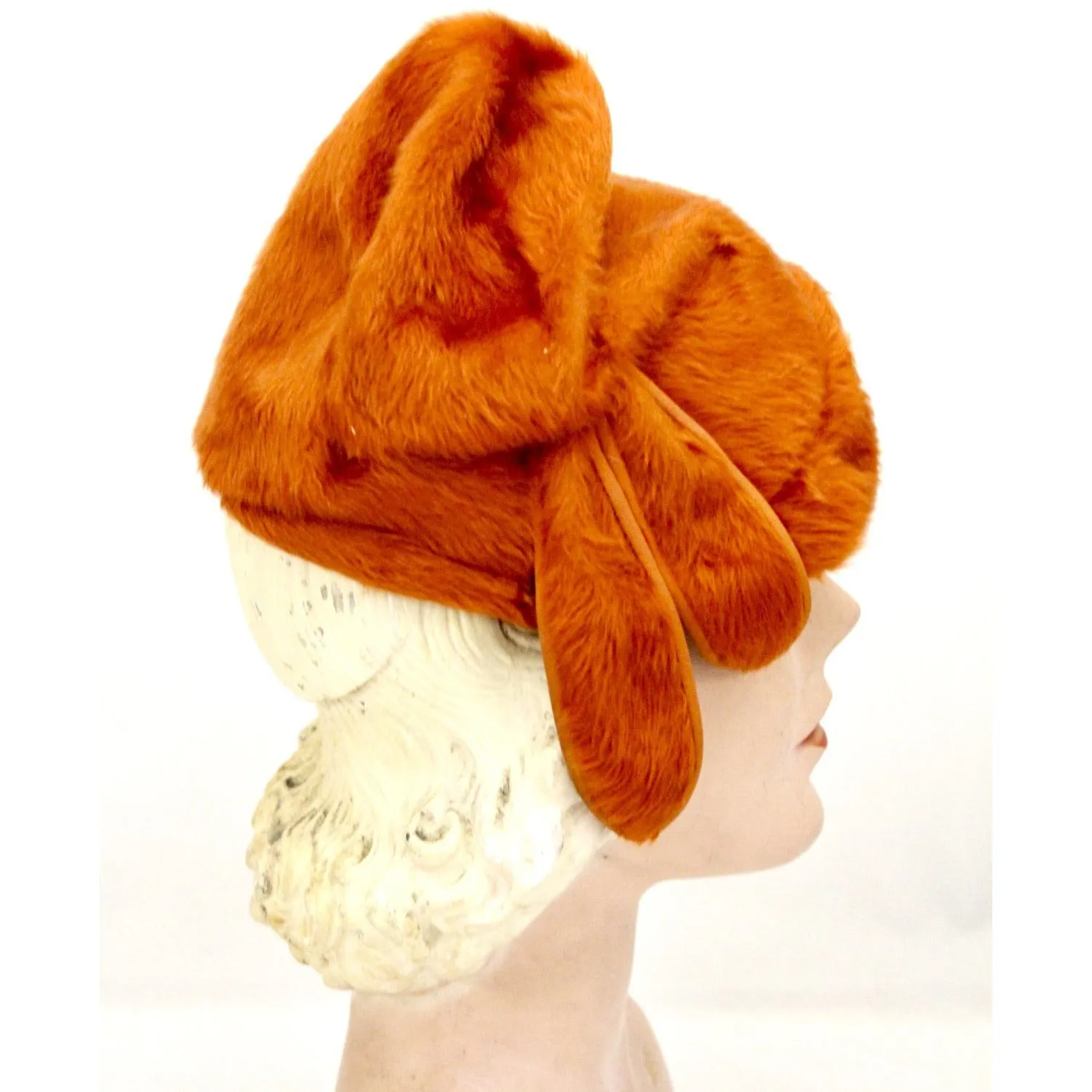 Vintage Norman Durand Original Burnt Orange Felt Fur Hat 1940s Church Theater