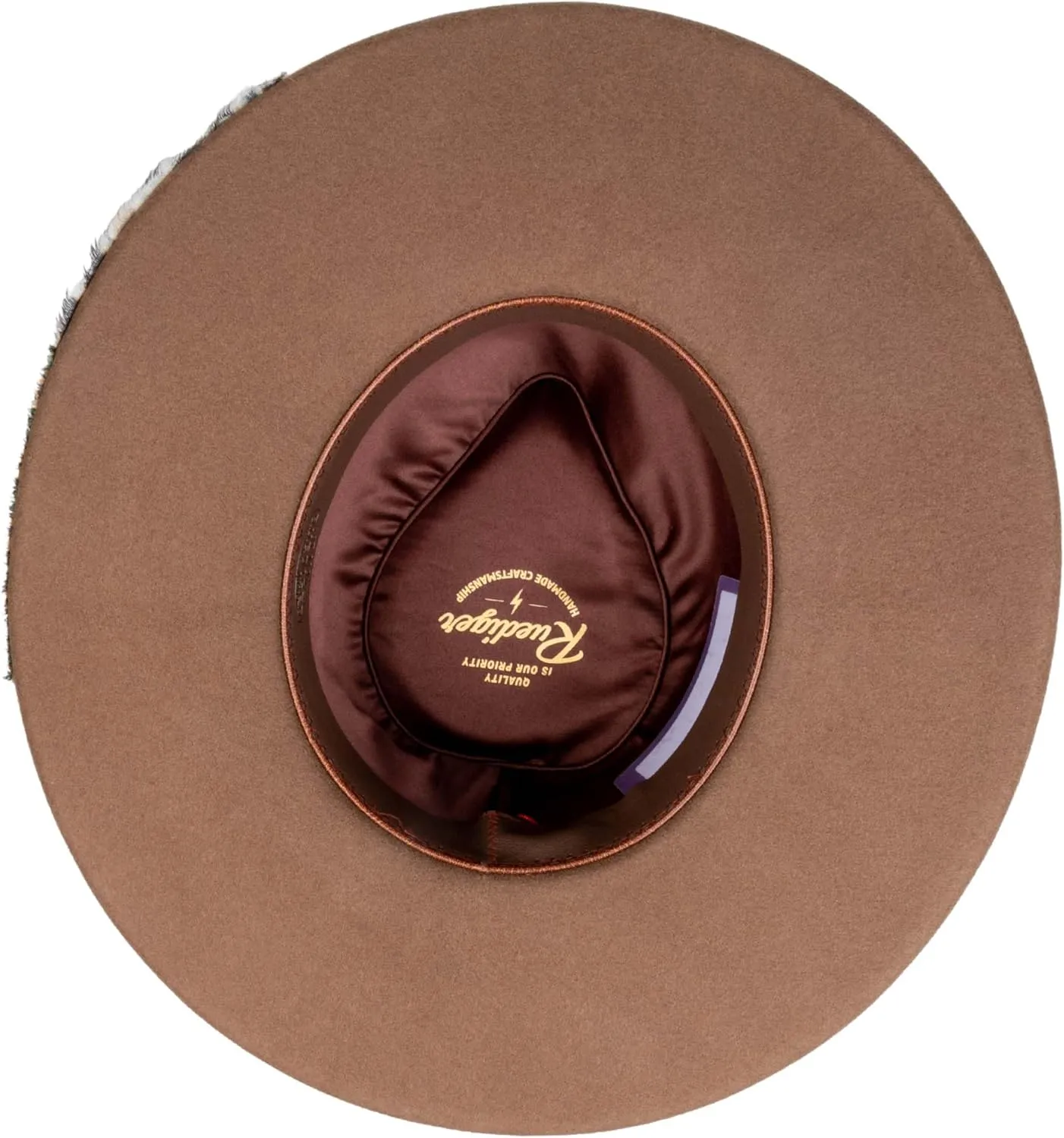 Vintage Wide Brim Fedora Hats for Mens Women 100% Wool Felt Panama Rancher Hat with Lightning Logo Distressed/Burned