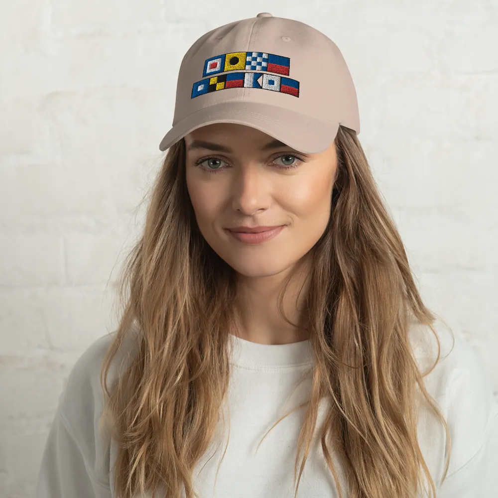 WINE PLEASE  Spelled Out With Nautical Flags Dad Hat,  Semaphore Flag Design, Gift For Wine Lover, Gift For Sailor