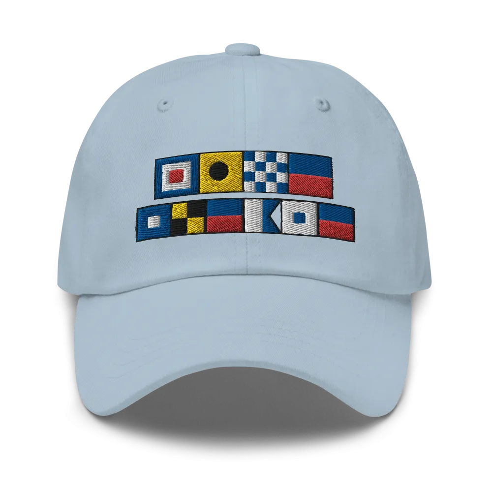 WINE PLEASE  Spelled Out With Nautical Flags Dad Hat,  Semaphore Flag Design, Gift For Wine Lover, Gift For Sailor