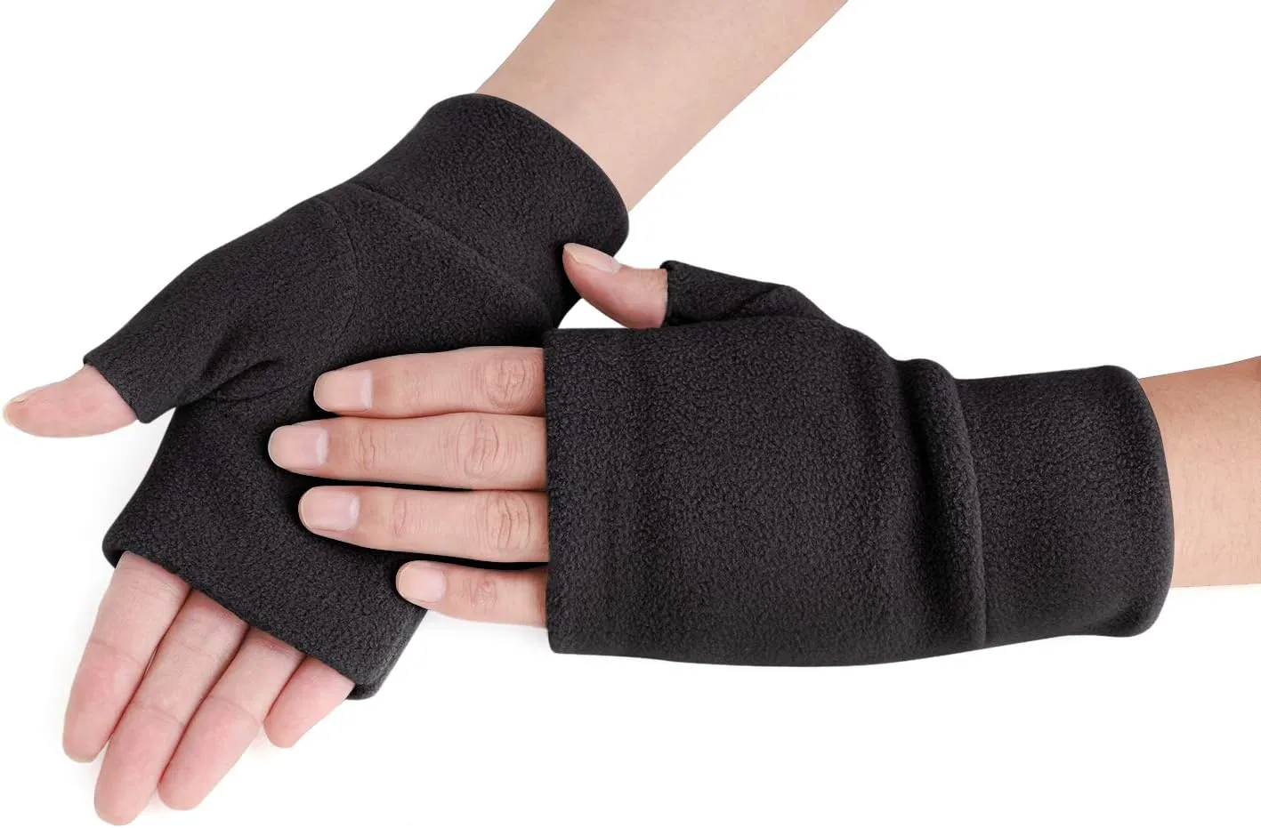 Women Men Fleece Fingerless Gloves Winter Warm Half Finger Gloves Half Mitten