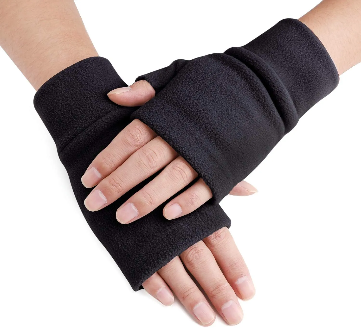 Women Men Fleece Fingerless Gloves Winter Warm Half Finger Gloves Half Mitten