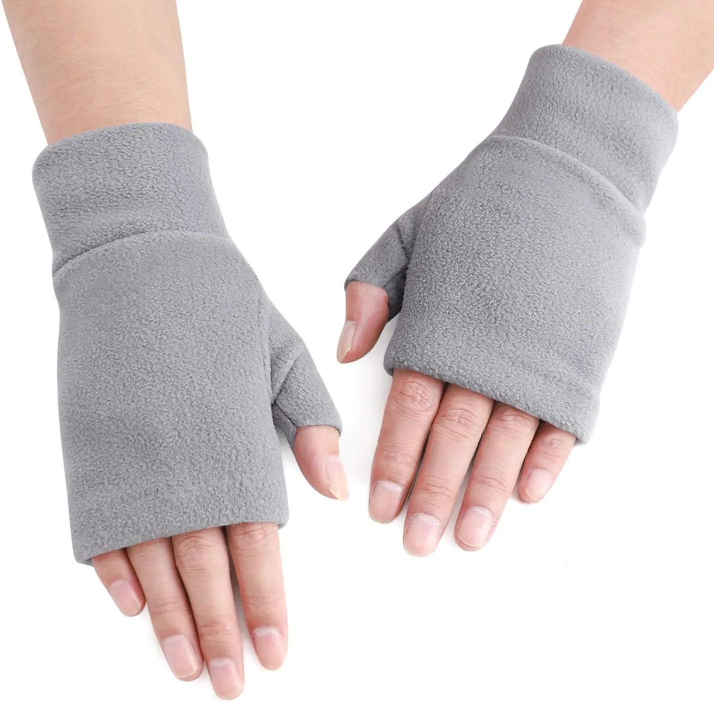 Women Men Fleece Fingerless Gloves Winter Warm Half Finger Gloves Half Mitten