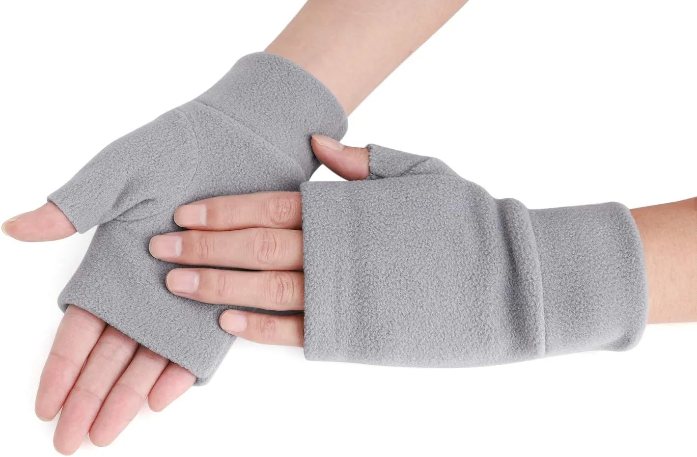 Women Men Fleece Fingerless Gloves Winter Warm Half Finger Gloves Half Mitten